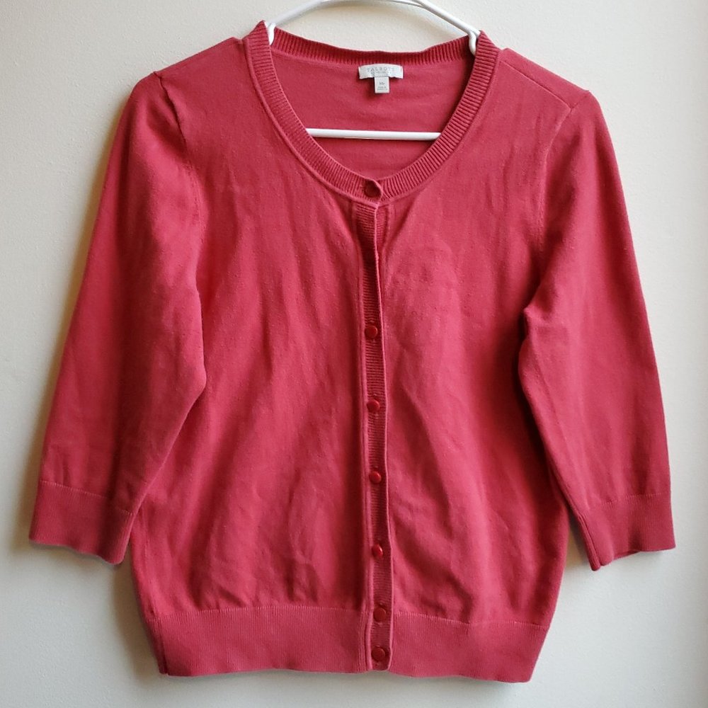 Talbots Salmon Button Down Cardigan Size Petite M… - image 4